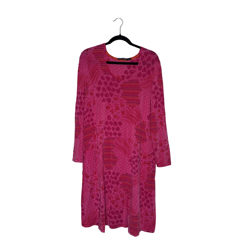 Gudrun Sjoden Dress Women Medium Pink Floral Lyocell‎ Long Sleeve Excellent Folk